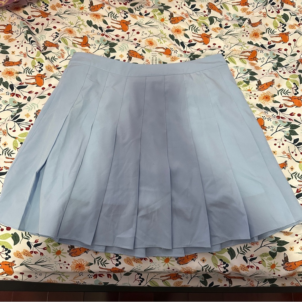 Light Blue Pleated Skirt